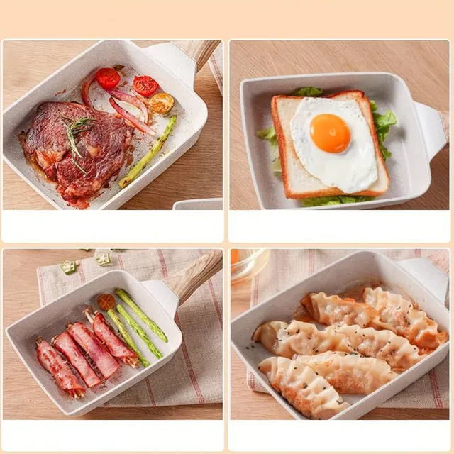 Japanese cooking set: rectangular pan Tamagoyaki, pan and brush