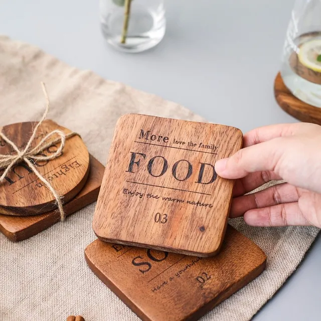 Wooden coaster with inscription