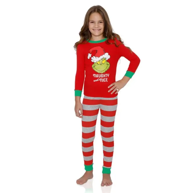 Christmas family pyjamas with cheerful Grinch print