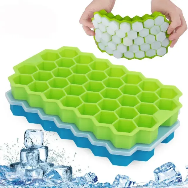 Silicone form for ice cubes with large capacity, lid and ice cream form