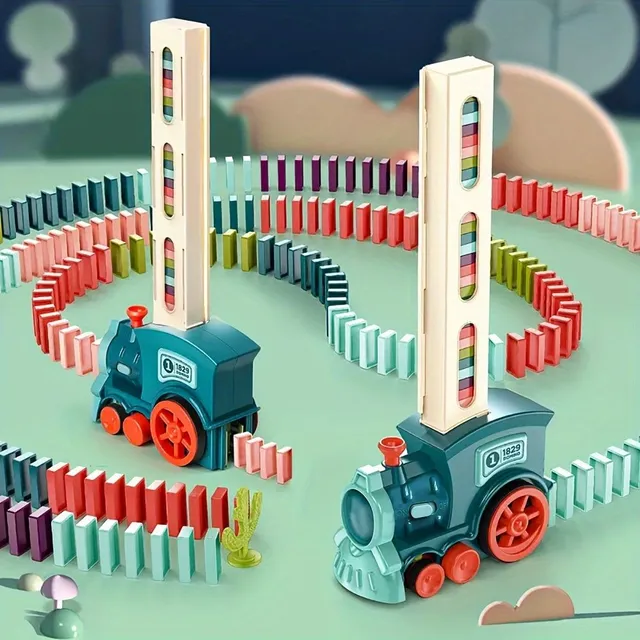 Trenes de dominó con motor eléctrico para niños - divertido y educativo, un juego de construcción creativo para horas de diversión