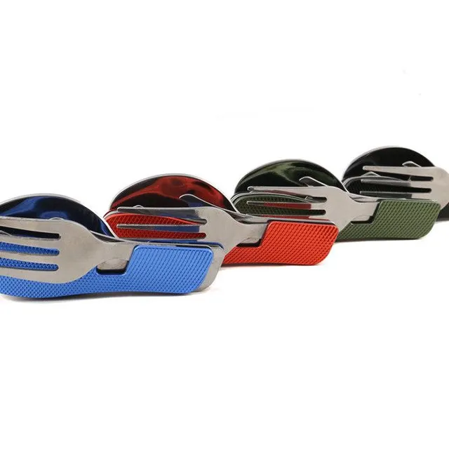 Universal 4-in-1 camping cutlery - various colours