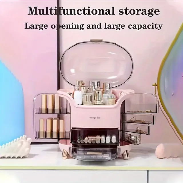 1pc Beauty Storage Box, Rotary Holder On Pero, Table Large Capacity Brush On Make-up Organizer On Lipstick, Gift For Women