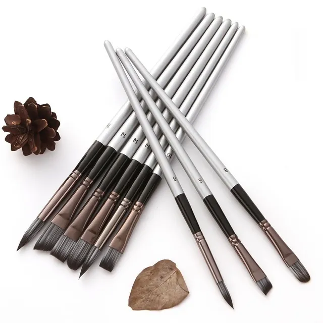 Set de pensule Pro Series - Pensule sintetice premium pentru acrilic, ulei, acuarelă și tempera (24 buc + cuțit)