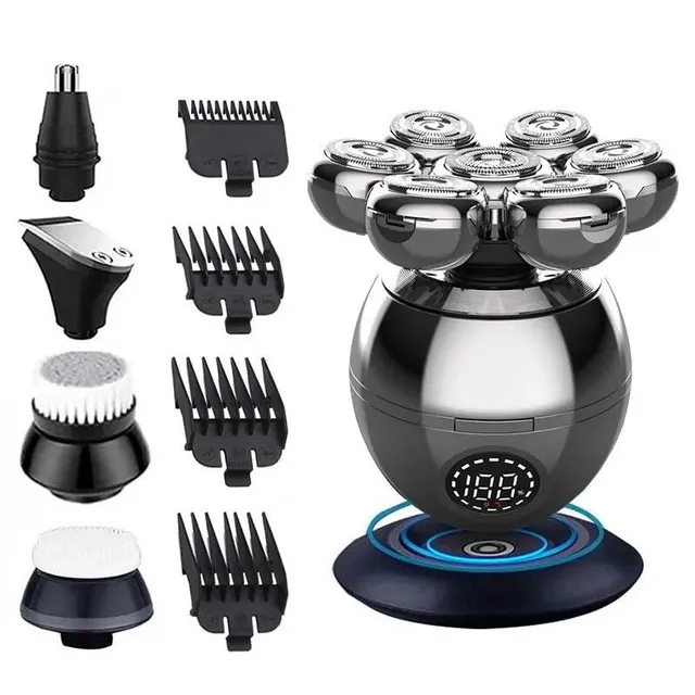 Electric shaving machine in set with adapters Portable waterproof razor with LED display Men's head hair shaving machine Accumulator beard trimmer