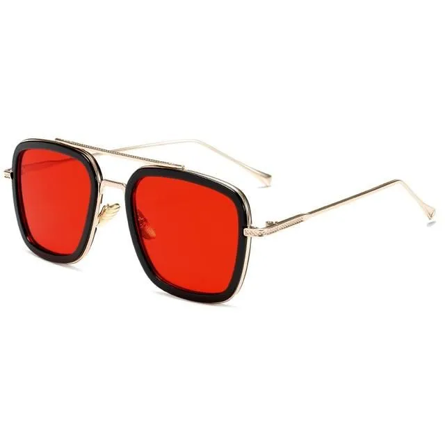 Unisex Iron Men style glasses c12gold-red