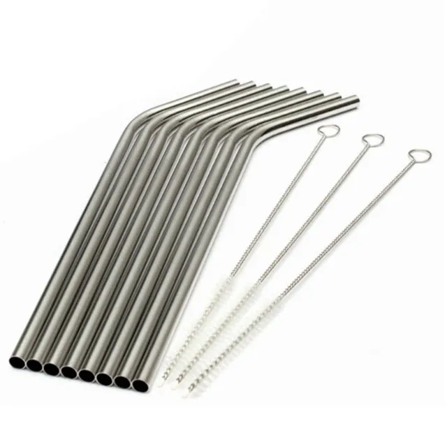 Stainless steel drinking straw - 8 pcs