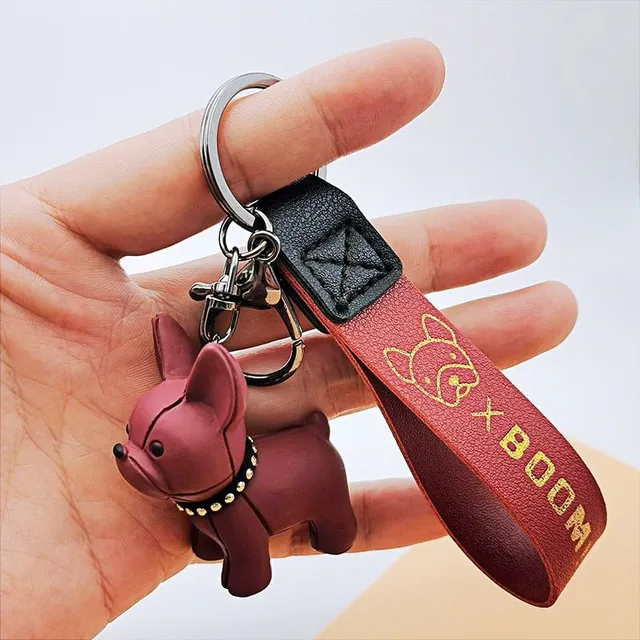 Cute keyring with French bulldog