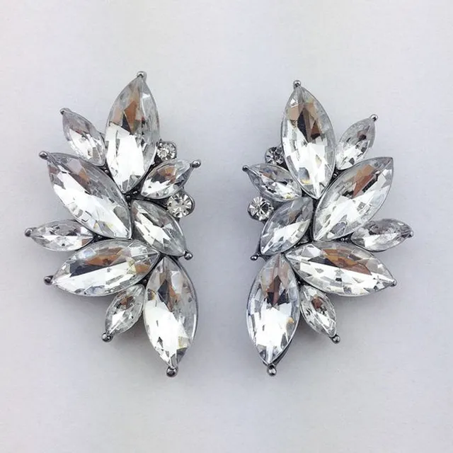 Extravagant shiny earrings with rhinestones