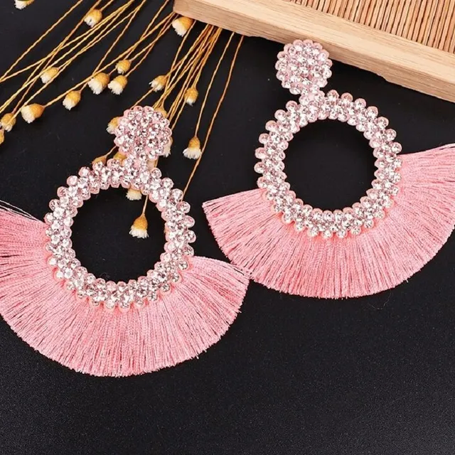 Women's hanger earrings with tassel G580