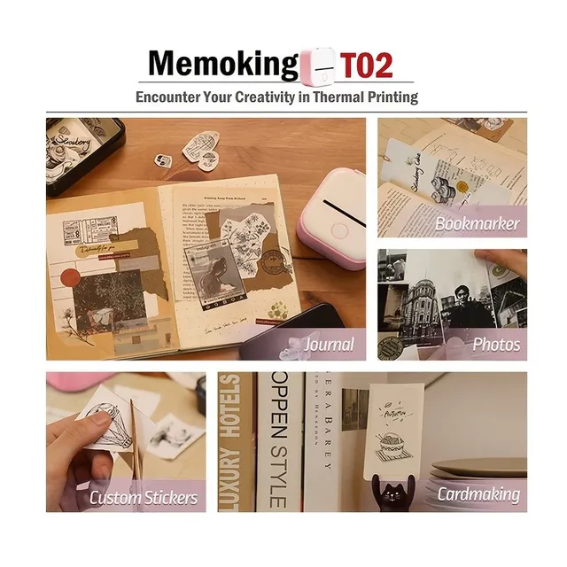 Mini Sticker Printer T02: Pocket Thermoprinter pre Sticking Images