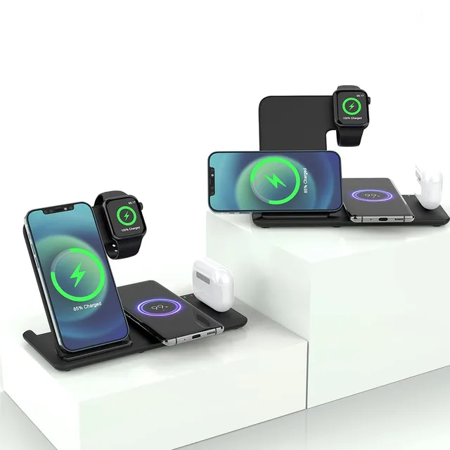 Docking Station Wireless 4 în 1 cu suport Qi