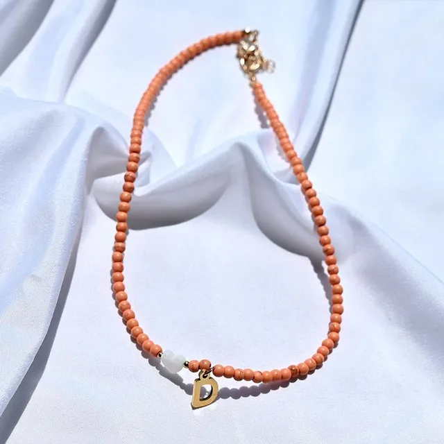 Trendy beaded necklace with initials