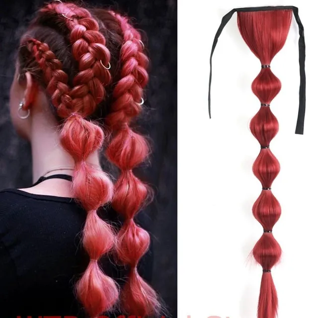 Long synthetic hair with a drawstring for fastening the ponytail - various variations