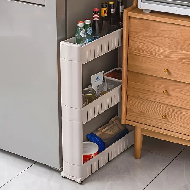 Narrow refrigerator space organizer with wheelchair