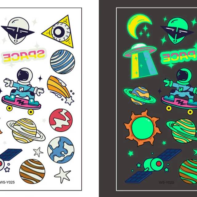 Temporary luminous tattoos for children