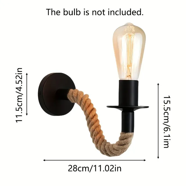 Wall vintage industrial cable wall lamp made of wood E68,58 cm for hallway in the attic outdoor walls bedroom decoration wall lamp (without light bulb)