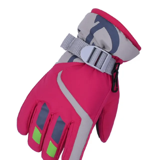 Children's ski gloves of high quality tmavo-ruzova