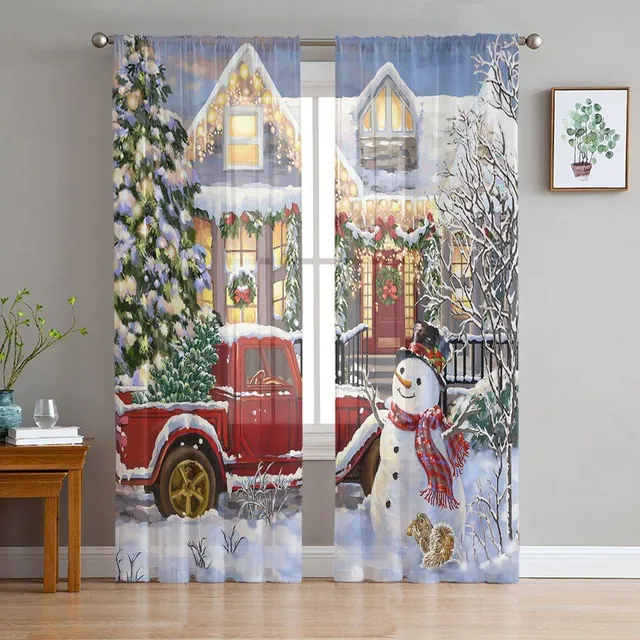 Christmas curtain with thematic motifs - various types