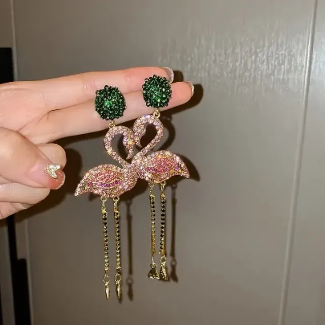 Women's hanger earrings flamingos