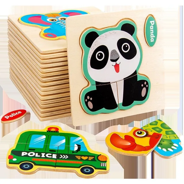 Wooden 3D jigsaw puzzles for the smallest children