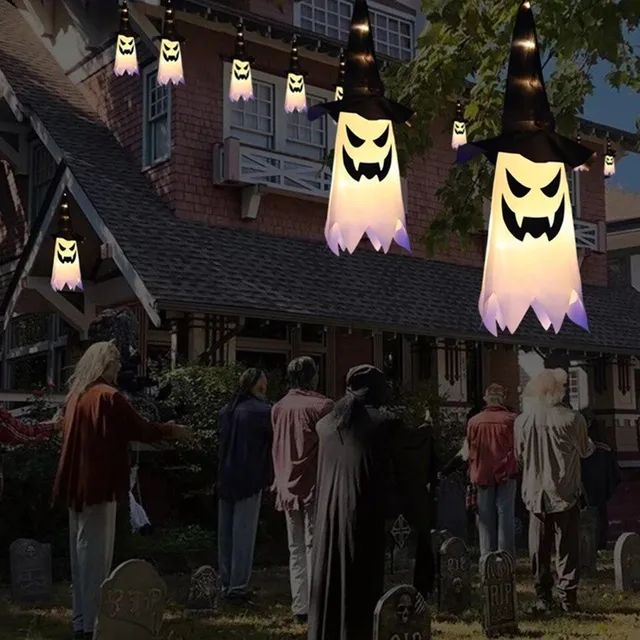 Závěsný halloweenský LED svítící duch