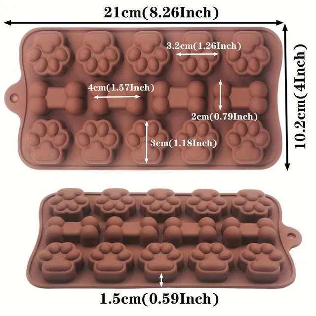 1 pc silicone form for dog treats 14 -shrink form for dog bones and cat paws cololad form for baking cakes icy form for pudding