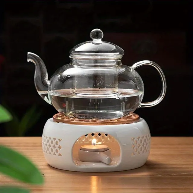 Zahrejte si šálku - keramický stojan na varnú kanvicu s ohrievačom - ideálny na čajové momenty