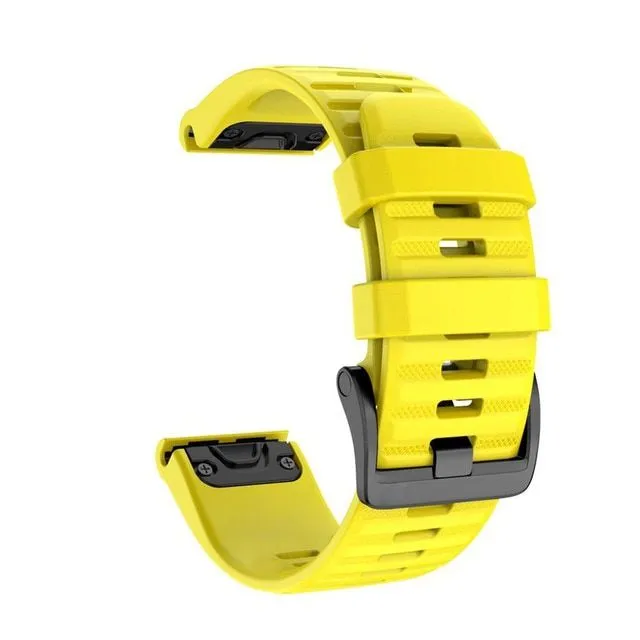 Replacement silicone band strap for Garmin QuickFit Phoenix, Tactic Bravo, Forerunner, Descent, Quantix and D2 Bravo yellow 20mm