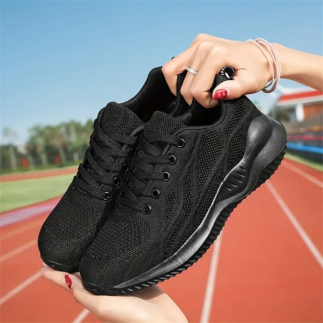 Women's sports-elegant sneakers with platform, soft sole and lace - light running shoes