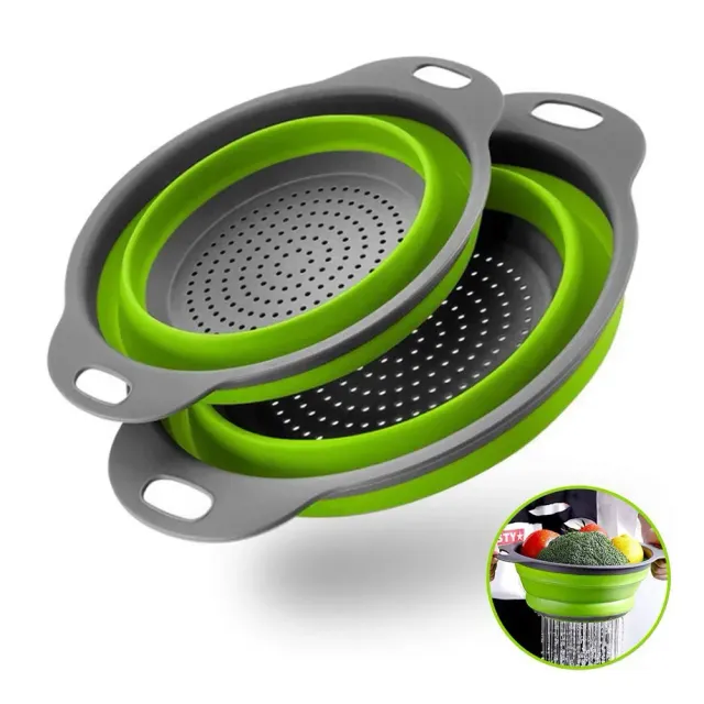 Silicone folding drain basket - washable basket for fruit and vegetables - folding sieve