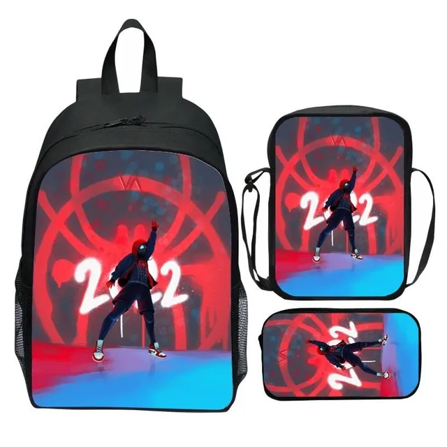 Set of school backpack for children with motifs of the popular Spiderman: Cross parallel worlds