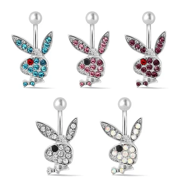 Fashion belly button piercing with Playboy bunny hanging ornament