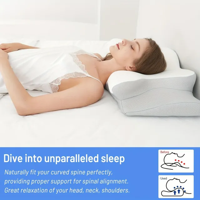 Ergonomic memory foam pillow with removable cover