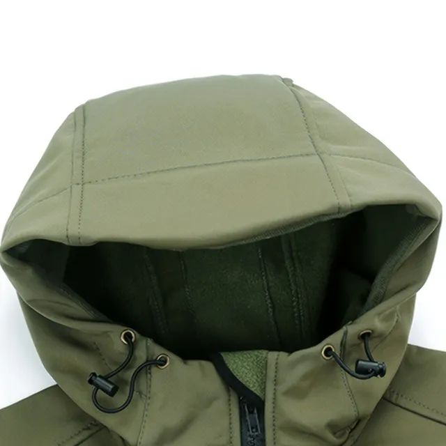 Stylish men's jacket with hood and zipper for long sleeves with colorful blocks and multi-caps - Men's clothing