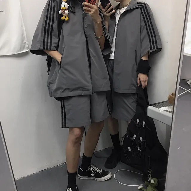 Športový oblek Retro Aesthetic Grey Blazer + Shorts