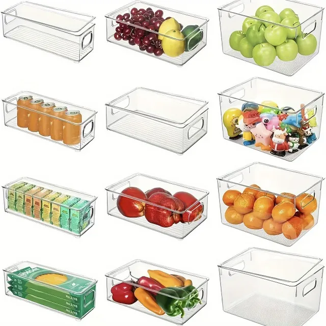 2/4/6pcs Storage boxes for fridge with transparent walls and handles