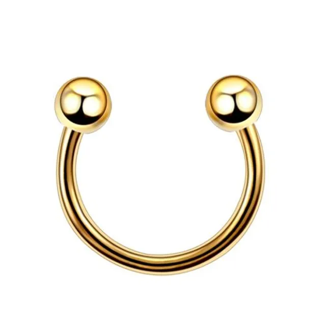 Trendy septum nose piercing with a spike or ball