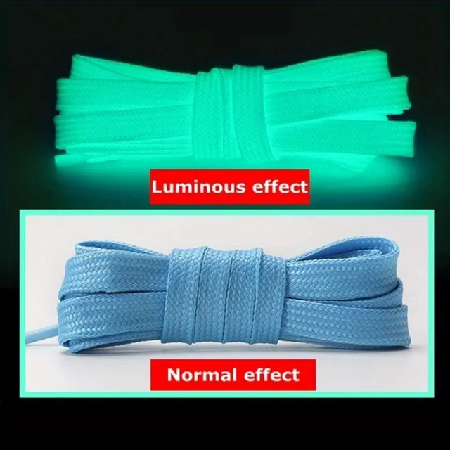 1 pereche de șireturi plate luminescente pentru pantofi de pânză joși, adidași și încălțăminte casual