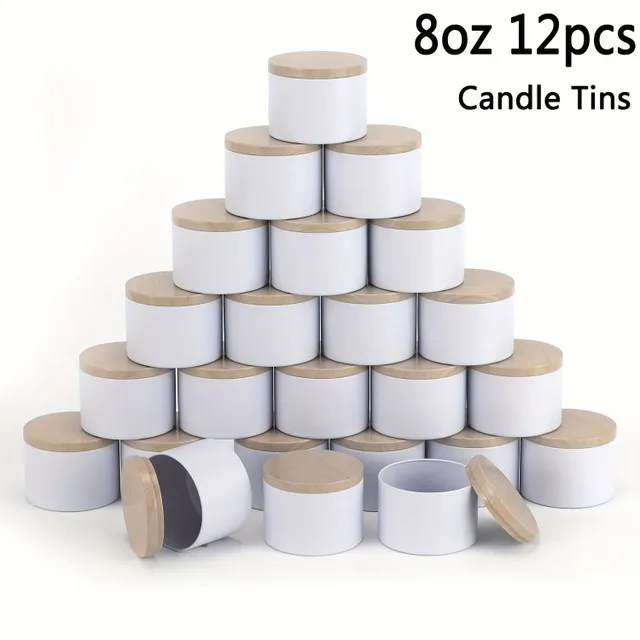 12ks 8oz Biele drevené sviečky pre sviečky, 8oz Sviečky pre sviečky pre sviečky s čiapkami, sviečky pre sviečky, umelecké a remeslá, úložné a darčeky