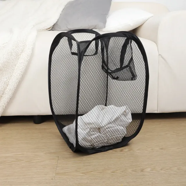 Folding netted laundry basket