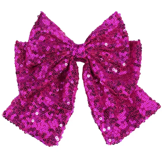 Designer decorative hair bow with sewn sequins - several color and cut variants