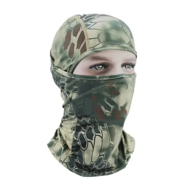 Unisex camouflage ski mask with hood and full face cover - for men and women