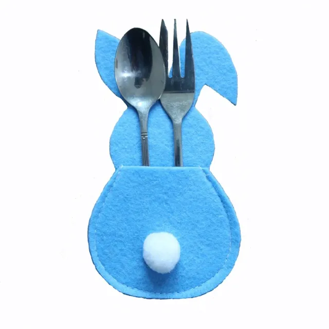 Set of 4 Easter napkins for cutlery made of filc with rabbit motif