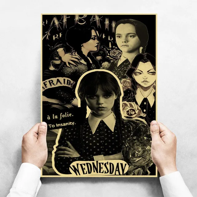Poster trendy cu motive din serialul Wednesday