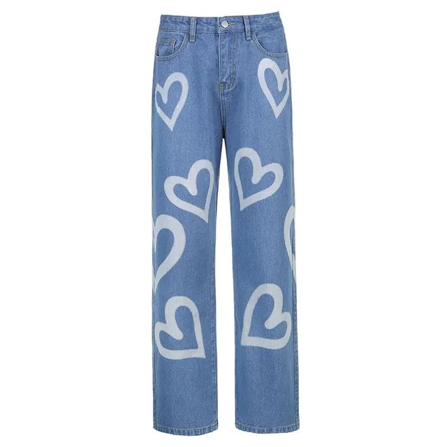 Women's retro jeans with hearts