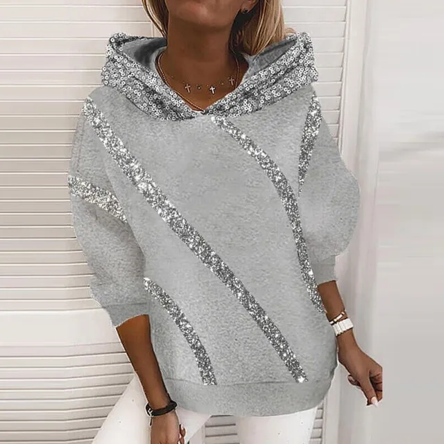 Women's fashionable glitter hoodie with hood