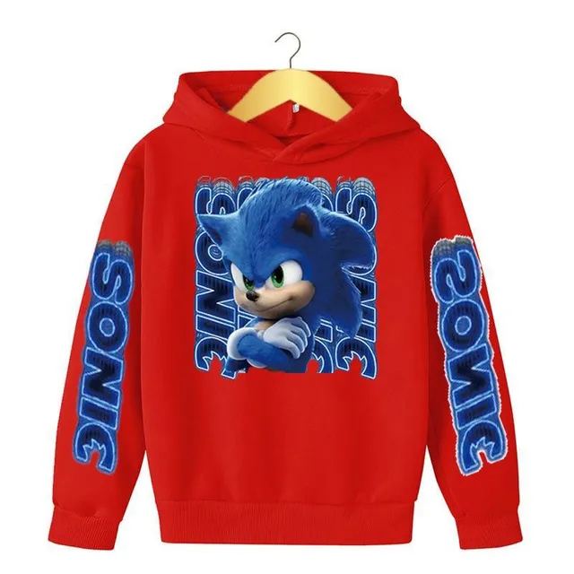 Chlapčenská dizajnová mikina s kapucňou a potlačou Sonic
