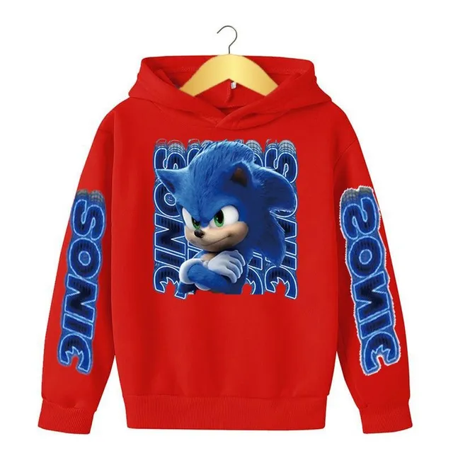 Chlapecká designová mikina s kapucí a potiskem Sonic