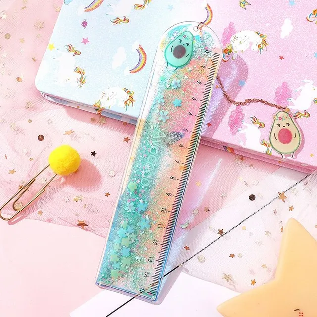 Stylish ruler with moving glitter - different colors